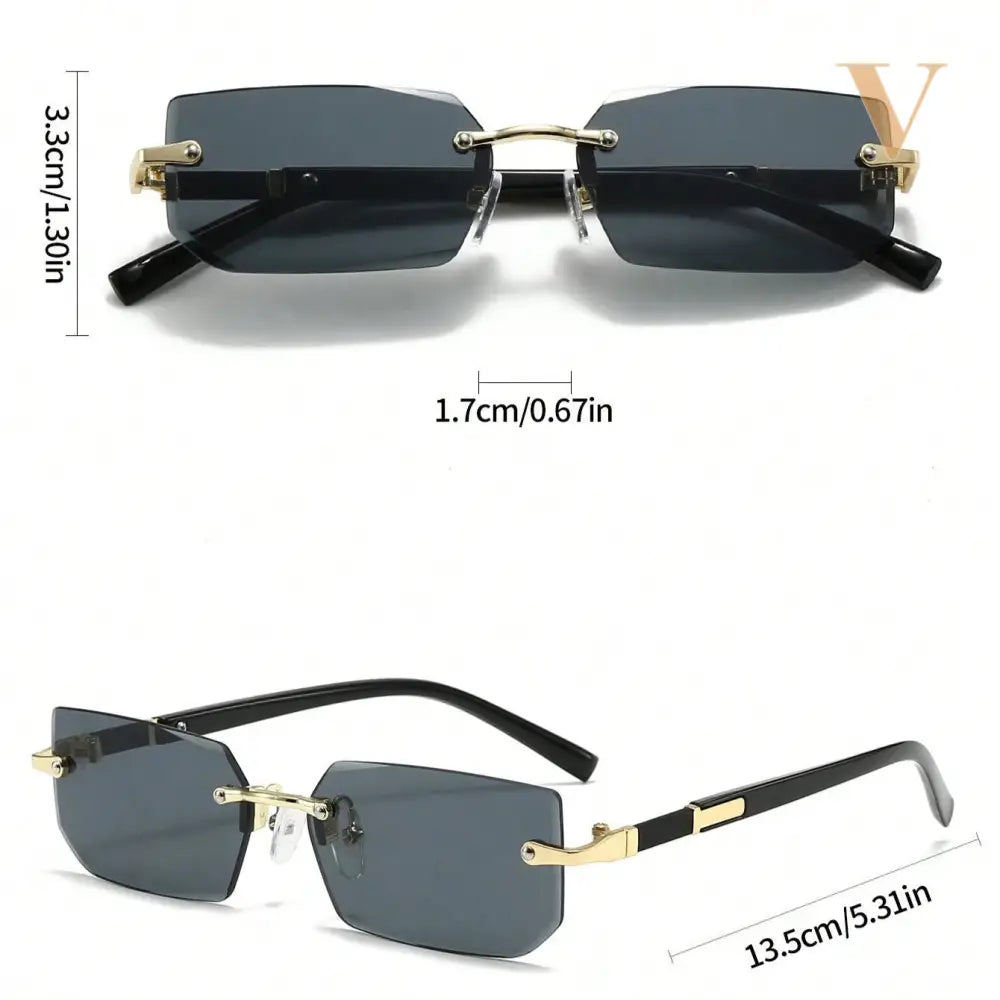 1Pc Black Slim Frameless Y2K Fashion Glasses, Suitable for Beach, Driving in Summer Beach Accessories Glasses Shades Looks Street Style and Suit for Sweater Jacket Sweatshirt Hoodie Leather Pants and Cargo Pantstops Summer