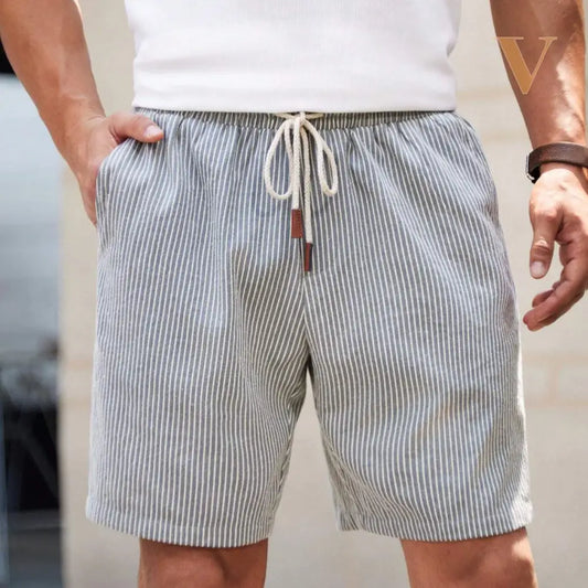HIMLAND Men'S Woven Striped Mid-Waist Slim Fit Casual Shorts, Straight Leg Sport Knee Shorts, Suitable for Daily Wear in Summer, for Husband, Boyfriend Gifts