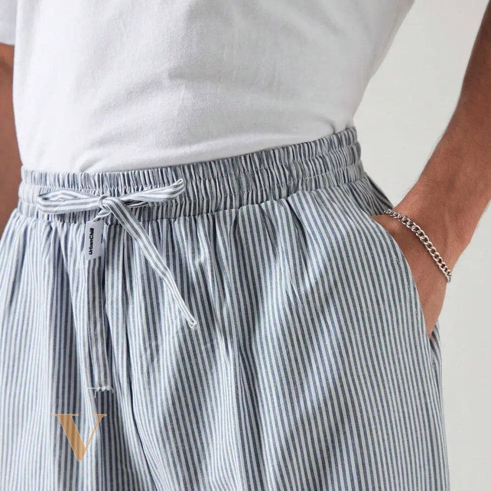 SWAVVY Men'S Woven Casual Striped Straight Pants, Long Vacation Slacks Pants, for Husband, Boyfriend Gifts