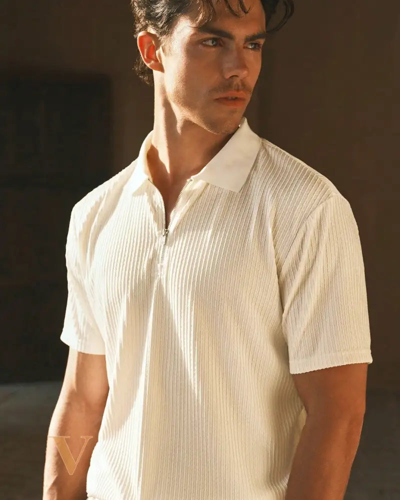 HIMLAND Men'S Knit Casual Daily Young Loose Short Sleeve POLO Shirt