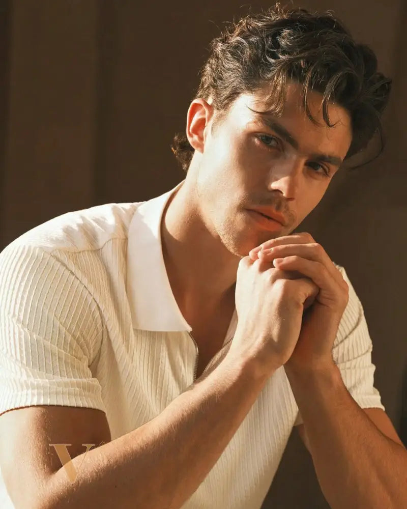 HIMLAND Men'S Knit Casual Daily Young Loose Short Sleeve POLO Shirt