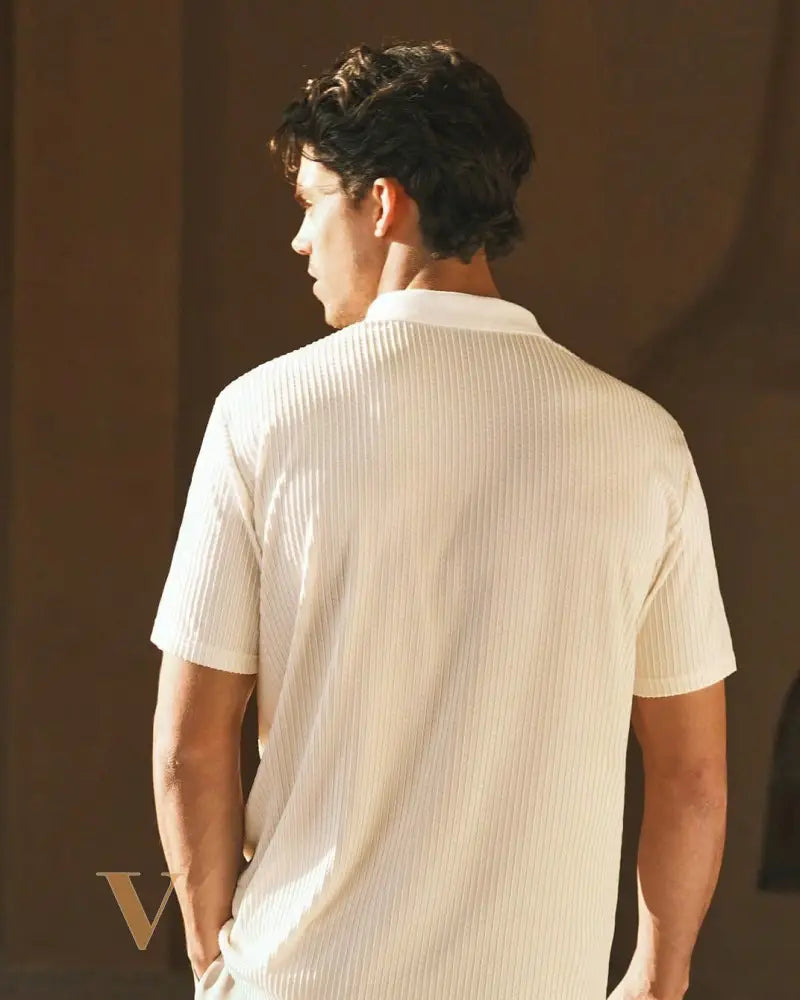 HIMLAND Men'S Knit Casual Daily Young Loose Short Sleeve POLO Shirt