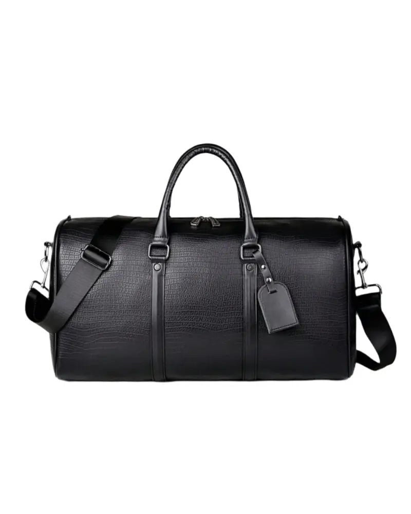 Saroxi 1Pc Large Capacity Men'S Shoulder Bag, Multi-Function Travel Duffle Bag, Casual Weekend Messenger Bag, Suitable for Travel, Commuting, PU Leather, Sports & Life, Gift for Men - Black
