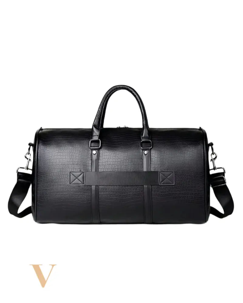 Saroxi 1Pc Large Capacity Men'S Shoulder Bag, Multi-Function Travel Duffle Bag, Casual Weekend Messenger Bag, Suitable for Travel, Commuting, PU Leather, Sports & Life, Gift for Men - Black