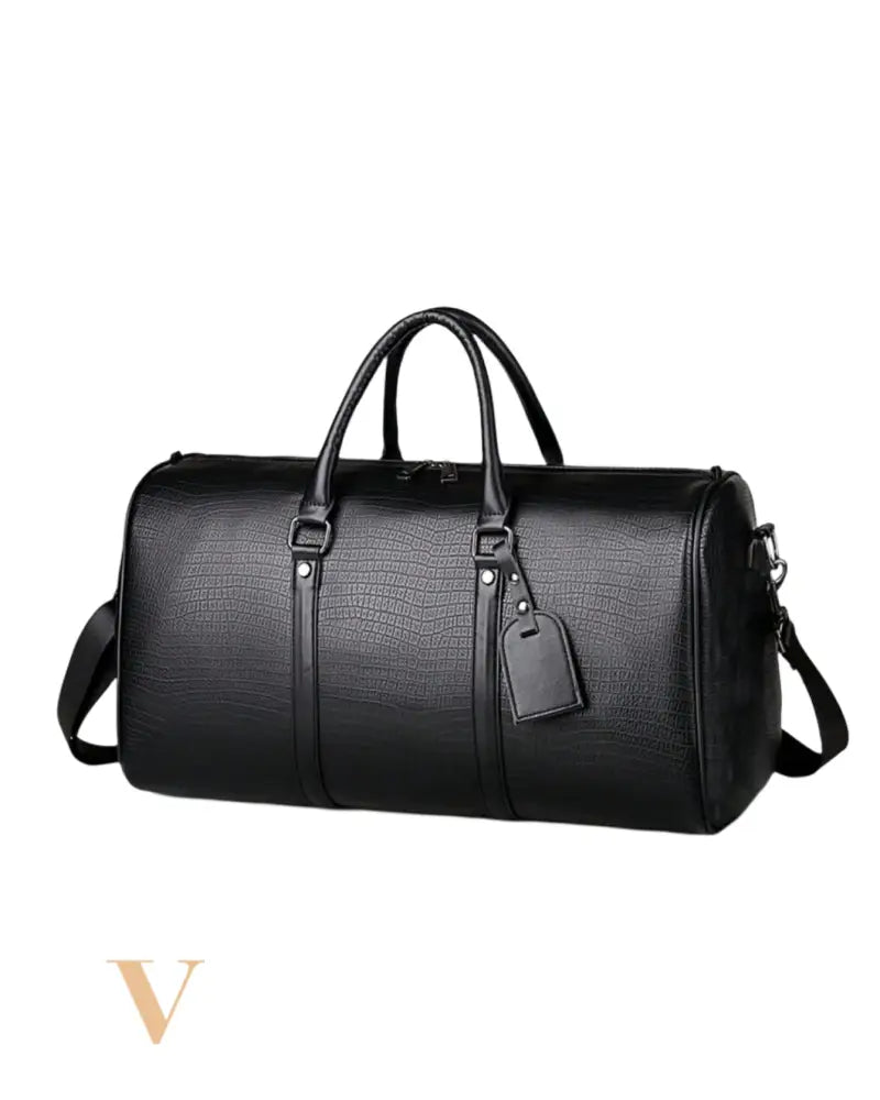 Saroxi 1Pc Large Capacity Men'S Shoulder Bag, Multi-Function Travel Duffle Bag, Casual Weekend Messenger Bag, Suitable for Travel, Commuting, PU Leather, Sports & Life, Gift for Men - Black