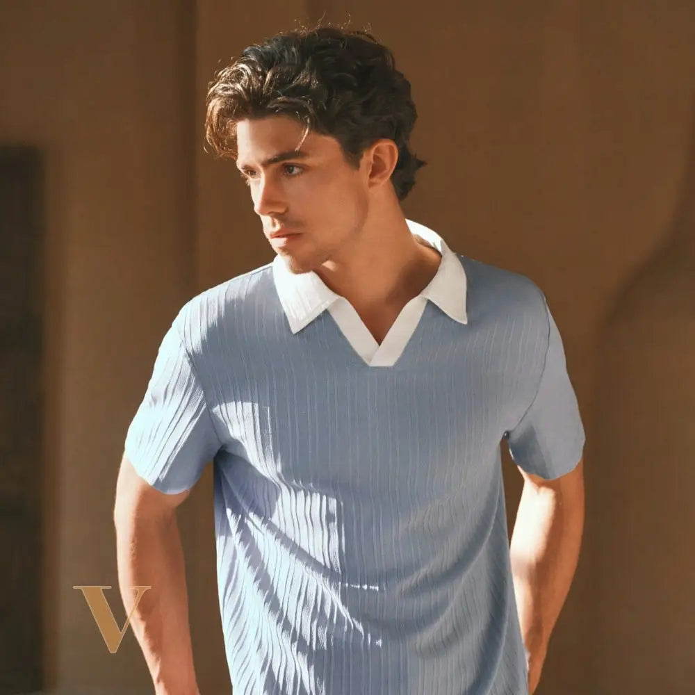 HIMLAND Men'S Woven Casual Regular Fit Short Sleeve Polo Shirt