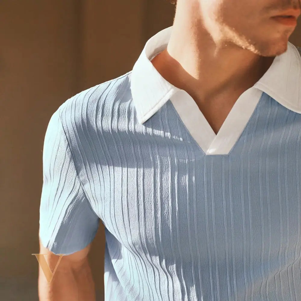 HIMLAND Men'S Woven Casual Regular Fit Short Sleeve Polo Shirt