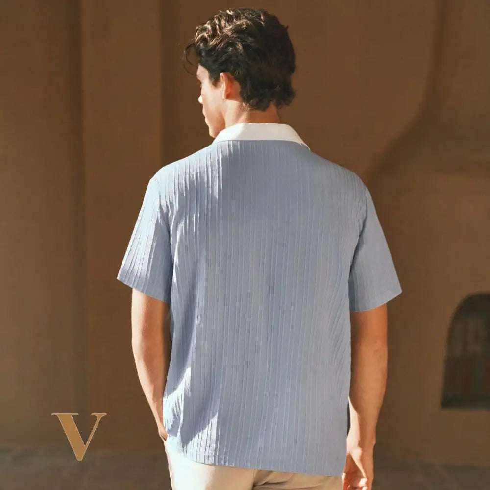 HIMLAND Men'S Woven Casual Regular Fit Short Sleeve Polo Shirt